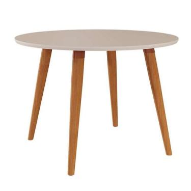 Imagem de Mesa de Jantar Redonda Dani Madeira e Off White - Cimol 