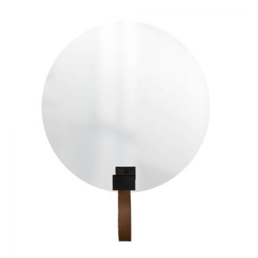 Imagem de Espelho Funcional Hook Preto Alça Caramelo  50 Cm Redondo - e2g Design