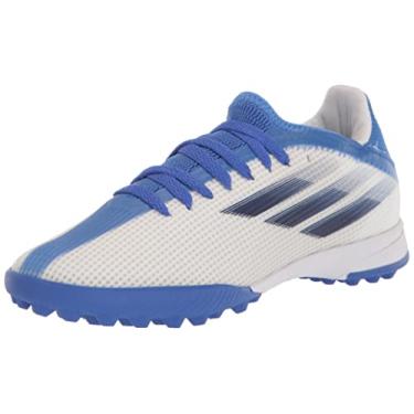 Imagem de adidas Tênis de futebol unissex infantil X Speedflow.3 Turf, Branco/Legacy Indigo/Azul, 11 Little Kid