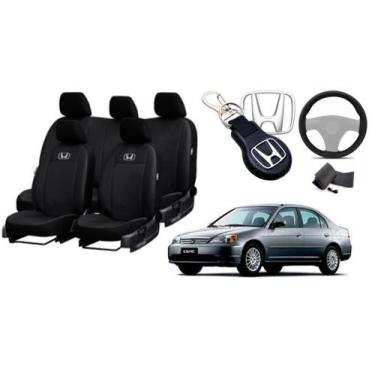 Imagem de Capas Estilizadas Couro Bancos Honda Civic 1999-2006 + Volante + Chave