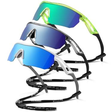 Imagem de Vcarsian Óculos de Sol Infantil Juvenil Beisebol Polarizados Esportivos TR90 Leve UV400 Óculos de Sol Armação de Ciclismo Meninos Meninas