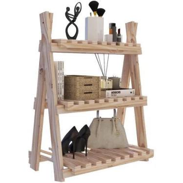 Imagem de Sapateira Design Escadinha 3 prateleira Dobravel Madeira Pinus - Techn