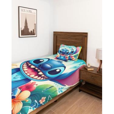 Imagem de Jogo De Lençol Solteiro Stitch Presente De Aniversário 3peças - Art Pe