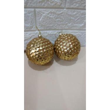 Imagem de BOLA NATAL DECORADA  C/1 UND (DOURADO ) 10 cm - D&A
