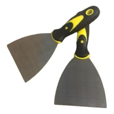 Imagem de Espátula Reta Inox Cabo Emborrachado Profissional 100mm - FERRAGENS