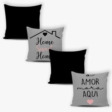 Imagem de Kit 4 Capas de Almofadas Decorativas com Zíper + 4 refil de almofada  