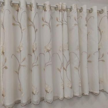 Imagem de Cortina Bordada Com Forro Leve Microfibra Janela Quarto Sala Cozinha 3