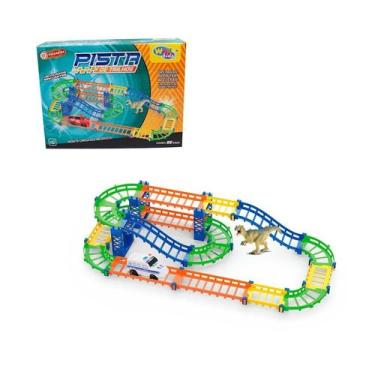Imagem de Pista Trilho Velocidade Montar Incríveis Dinossauro 69Pc - Wellkids