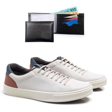 Imagem de Sapatênis Masculino Cadarço Conforto Casual + Carteira Kit 2 - Épico, 