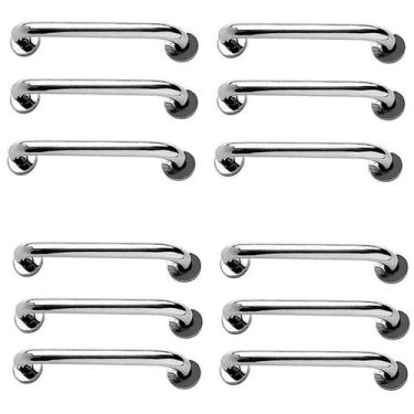 Imagem de Alça de Apoio Inox 30Cm Barra de Segurança Kit 12 Unidades Idosos Cria