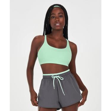 Imagem de Top Alto Giro Feminino Com Recortes Tule Fitness Esportivo