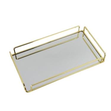 Imagem de Bandeja Decorativa Para Bar / Café Dourada Espelhada Grande - Laradore