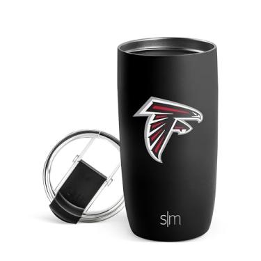 Imagem de Simple Modern Copo de café de viagem oficialmente licenciado NFL Atlanta Falcons 473 ml com tampa flip | Copo de aço inoxidável | Presentes de futebol para homens, mulheres | Coleção Voyager | Atlanta