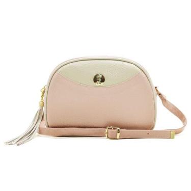 Imagem de Bolsa Feminina Pequena Pequena Transversal Oval Dia a Dia Rosa Off Whi
