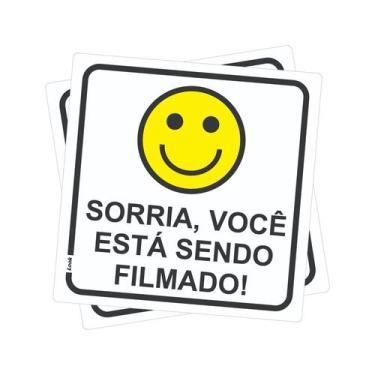 Imagem de Kit 2 Placas de Sinalização - Sorria, Você Está Sendo Filmado!  Aviso 