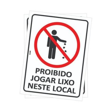 Imagem de Kit 2 Placas de Sinalização - Proibido Jogar Lixo Neste Local  Preserv