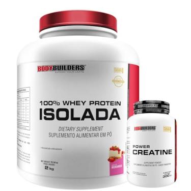 Imagem de Kit Whey 100% Isolada Morango 2kg + Power Creatina 300g - Bodybuilders