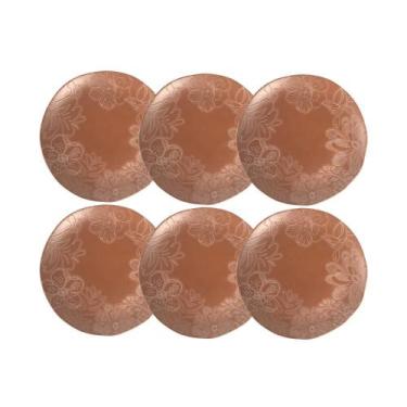 Imagem de Jogo de 6 Pratos Rasos Orgânico Florear - Terracota - Homedock