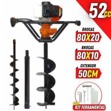 Imagem de KIT Perfurador de Solo Vulcan VPS520 2T 52CC 2,5CV com Broca 80x20cm +