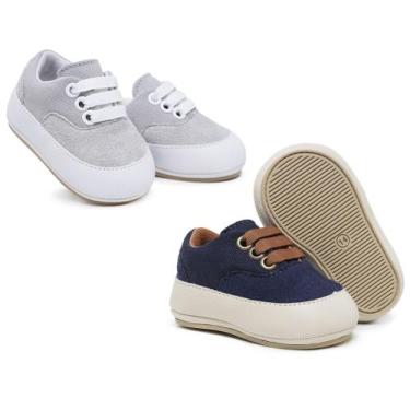 Imagem de Kit 2 Pares Sapato Tenis Bebê baby Masculino Recém Nascido Conforto - 