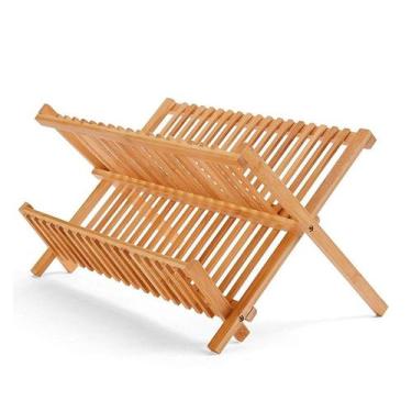 Imagem de Escorredor Louças 12 Pratos e Copos - Bambu Natural Original - Amigold