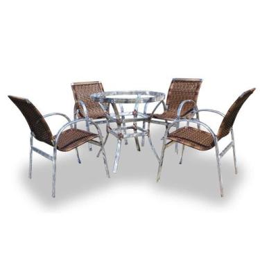 Imagem de Conjunto de Fibra Sintética Lotus - 4 Cadeiras + 1 Mesa - Abinoski Móv