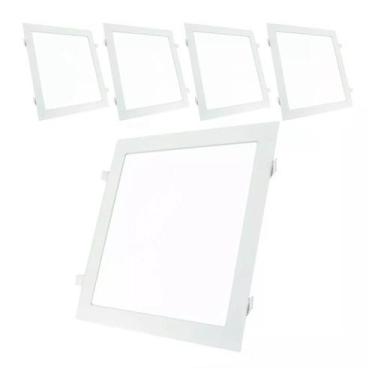 Imagem de Kit 5 Painel Plafon Led 24w 25w Quadrado Embutir 6500k 30x30 - Ourolux