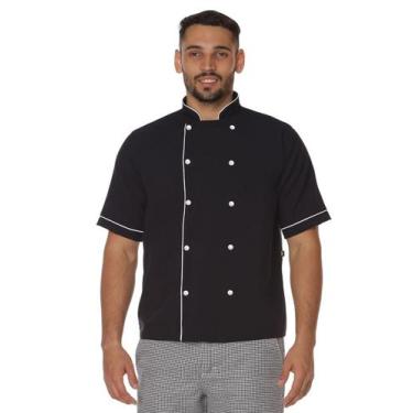 Imagem de Dolmã chef cozinha masculino manga curta botão de pressão - Demorgan U