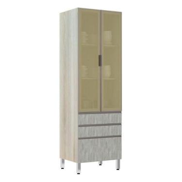 Imagem de Paneleiro 70Cm Vidro Bronze Luci Legno Crema Com Concreto - LUCIANE