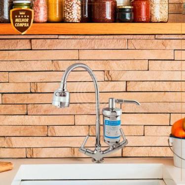 Imagem de Torneira de Metal Luxo Bica Móvel Gourmet Bancada Filtro Metal C-66 - 