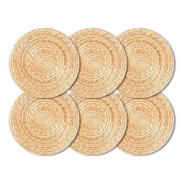 Imagem de Kit 6 Unidades Sousplat Redondo Natural Rattan 32Cm Rafimex