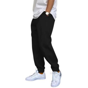 Imagem de Calça moletom de verão sem felpas masculina cor cinza claro barra com 