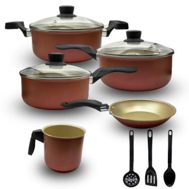 Imagem de Jogo Panelas 8 Pçs Antiaderente Com Tampa Vidro - Marcolar, Cereja