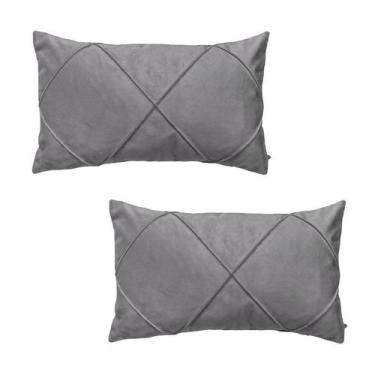 Imagem de Kit 2 Capas para Almofada Drapeada em Veludo Retangular 50x30 com Ench