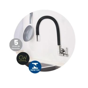 Imagem de Torneira Gourmet Tubo Preto Borracha Parede Del Metais