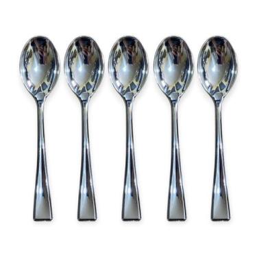 Imagem de Kit 12 Mini Colher Prata Descartável p/ Doces Bolo café - Blook