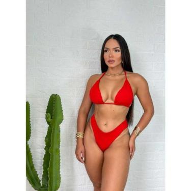 Imagem de Biquíni com short malha canelada - modas quir0z, Vermelho, G