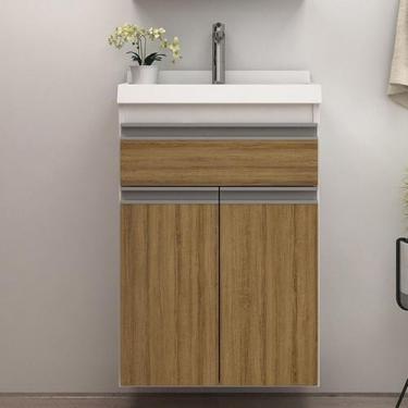 Imagem de Gabinete de Banheiro 50cm com Lavatório Ref 501 Cewal - Branco/Itapuã