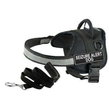 Imagem de Conjunto Dean e Tyler – Um arnês "DT Works", cão de alerta de convulsão, PP com uma correia "acolchoada Puppy" combinando, encaixe de aço inoxidável de 1,8 m – preto