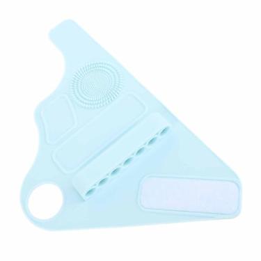 Imagem de Almofada de Mistura de Pulseira de Silicone de Paleta de Maquiagem para Armazenamento de Pincéis, Conveniente para Artistas e Técnicos de Unhas (Azul)