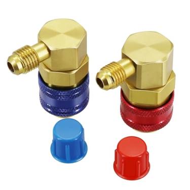 Imagem de Flexzion Conjunto de conectores rápidos para carro AC R134a Sistema de Adaptadores de Porta Acopladores Conjunto Baixo Alto Kit de Conversão para HVAC Auto Ar Condicionado com Manifold Manifold