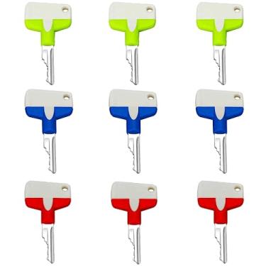 Imagem de 6693241 Chaves de ignição, pacote com 9 chaves de equipamento pesado Bobcat D250 compatível com Bobcat Skid Steer Genie JLG Forklift Grove Terex