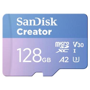 Imagem de SanDisk Cartão criador microSD UHS-I de 128 GB com adaptador SD - até 190 MB/s, para câmeras e drones, 4K, 5.3K, A2, V30, U3, 3 meses de Adobe Lightroom incluído - SDSQXAA-128G-GN6MS