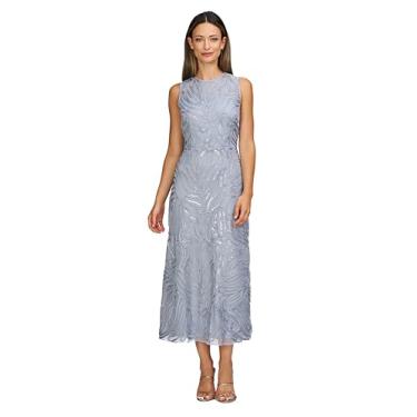 Imagem de JS Collections Vestido de festa feminino Cassandra Soutache, Cinza azul, 36