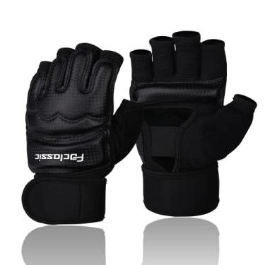Imagem de Foclassic Luvas de Kickboxing Luvas de Mma Luvas de Boxe para Homens Mulheres Crianças Luvas de Saco de Pancadas Meio Dedo Luvas de Luta Luvas de Ufc para Homens Mulheres Treinamento de Boxe Preto X-L