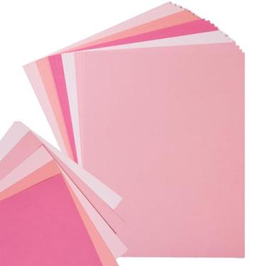Imagem de 30 folhas 8,5 x 11 tons de cor papel cartolina 250 g/m2 cartões de papel grosso para festa de aniversário, convites, cartão Cricut e decoração de artesanato DIY (rosa)