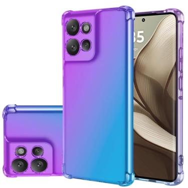 Imagem de Gufuwo Capa para Motorola Edge 50, capa fofa para Moto Edge 50 para meninas e mulheres, capa protetora à prova de choque de TPU macio antiarranhões para Motorola Edge 50 roxo/azul