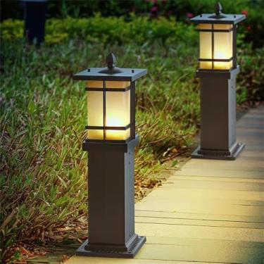 Imagem de Lâmpada de gramado ao ar livre contemporânea elétrica impermeável LED Villa Jardim Pátio Bairro Residencial Bairros Lâmpada de gramado (Estilo 2 H70CM 1PCS elétricos)