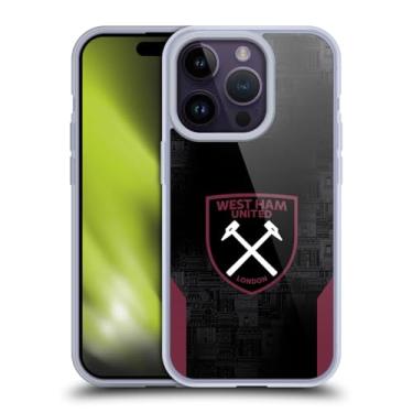 Imagem de Head Case Designs Capa de gel macio oficialmente licenciada pelo West Ham United FC Away 2024/25 Crest Kit compatível com Apple iPhone 14 Pro