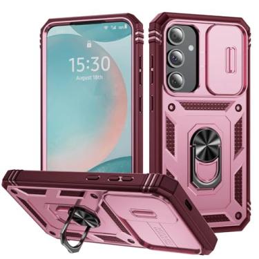 Imagem de Capa para Samsung Galaxy S24 S23 S22 FE Ultra Plus A55 A35 A15 Slider Camera Protect 360 Proteção total Capa de suporte, rosa, para Samsung S21 FE